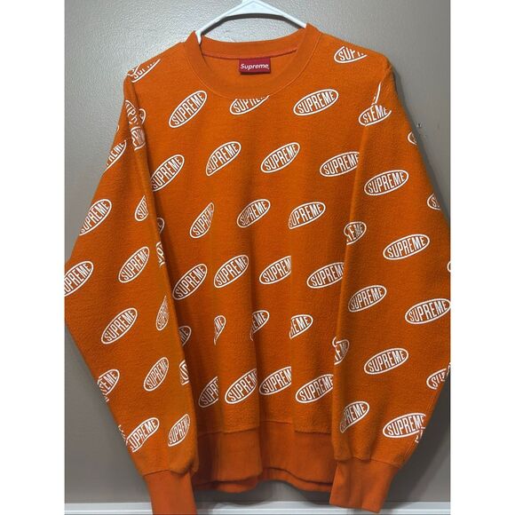 NWOT Supreme 2021 Collection Orange Liner Crewneck Sweatshirt Men's Medium - Picture 2 of 10